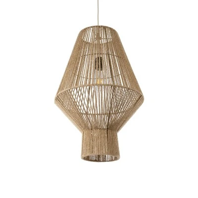 Boho Κρεμαστό Φωτιστικό CAYMAN Μονόφωτο 1 x E27 AC220-240V IP20 - Φ40 x Υ60cm - Μπεζ Λεπτό Σχοινί Τριχιά Πλέγμα GloboStar® CAYMAN 01853 Boho Κρεμαστό Φωτιστικό Πλέγμα Μονόφωτο 1 x E27 IP20 Μπεζ Σχοινί - Μ40 x Π40 x Υ60cm