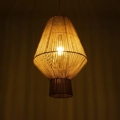 Boho Κρεμαστό Φωτιστικό CAYMAN Μονόφωτο 1 x E27 AC220-240V IP20 - Φ40 x Υ60cm - Μπεζ Λεπτό Σχοινί Τριχιά Πλέγμα GloboStar® CAYMAN 01853 Boho Κρεμαστό Φωτιστικό Πλέγμα Μονόφωτο 1 x E27 IP20 Μπεζ Σχοινί - Μ40 x Π40 x Υ60cm