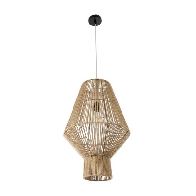 Boho Κρεμαστό Φωτιστικό CAYMAN Μονόφωτο 1 x E27 AC220-240V IP20 - Φ40 x Υ60cm - Μπεζ Λεπτό Σχοινί Τριχιά Πλέγμα GloboStar® CAYMAN 01853 Boho Κρεμαστό Φωτιστικό Πλέγμα Μονόφωτο 1 x E27 IP20 Μπεζ Σχοινί - Μ40 x Π40 x Υ60cm