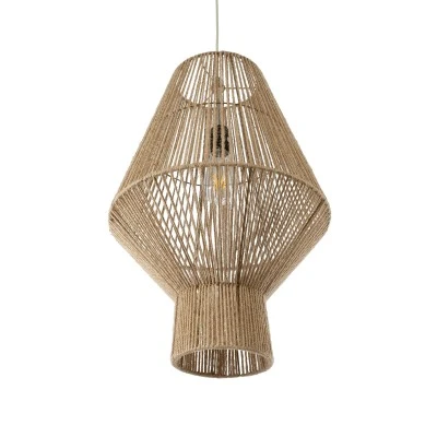 Boho Κρεμαστό Φωτιστικό CAYMAN Μονόφωτο 1 x E27 AC220-240V IP20 - Φ40 x Υ60cm - Μπεζ Λεπτό Σχοινί Τριχιά Πλέγμα GloboStar® CAYMAN 01853 Boho Κρεμαστό Φωτιστικό Πλέγμα Μονόφωτο 1 x E27 IP20 Μπεζ Σχοινί - Μ40 x Π40 x Υ60cm