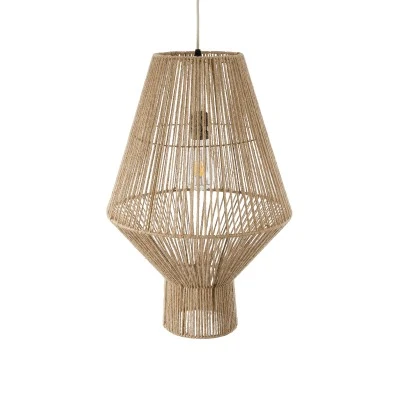 Boho Κρεμαστό Φωτιστικό CAYMAN Μονόφωτο 1 x E27 AC220-240V IP20 - Φ40 x Υ60cm - Μπεζ Λεπτό Σχοινί Τριχιά Πλέγμα GloboStar® CAYMAN 01853 Boho Κρεμαστό Φωτιστικό Πλέγμα Μονόφωτο 1 x E27 IP20 Μπεζ Σχοινί - Μ40 x Π40 x Υ60cm