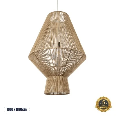 Boho Κρεμαστό Φωτιστικό CAYMAN Μονόφωτο 1 x E27 AC220-240V IP20 - Φ60 x Υ86cm - Μπεζ Λεπτό Σχοινί Τριχιά Πλέγμα GloboStar® CAYMAN 01854 Boho Κρεμαστό Φωτιστικό Πλέγμα Μονόφωτο 1 x E27 IP20 Μπεζ Σχοινί - Μ60 x Π60 x Υ86cm