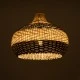 GloboStar® BARBADOS 01946 Boho Κρεμαστό Φωτιστικό Καμπάνα Μονόφωτο 1 x E27 IP20 Μπεζ & Χακί Ξύλο - Μ40 x Π40 x Υ34cm