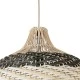 GloboStar® BARBADOS 01946 Boho Κρεμαστό Φωτιστικό Καμπάνα Μονόφωτο 1 x E27 IP20 Μπεζ & Χακί Ξύλο - Μ40 x Π40 x Υ34cm