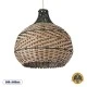 GloboStar® SEYCHELLES 01948 Boho Κρεμαστό Φωτιστικό Καμπάνα Μονόφωτο 1 x E27 IP20 Μπεζ, Χακί & Καφέ Ξύλο - Μ40 x Π40 x Υ40cm