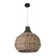 GloboStar® SEYCHELLES 01948 Boho Κρεμαστό Φωτιστικό Καμπάνα Μονόφωτο 1 x E27 IP20 Μπεζ, Χακί & Καφέ Ξύλο - Μ40 x Π40 x Υ40cm