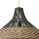 GloboStar® SEYCHELLES 01949 Boho Κρεμαστό Φωτιστικό Καμπάνα Μονόφωτο 1 x E27 IP20 Μπεζ, Καφέ & Χακί Ξύλο - Μ60 x Π60 x Υ60cm