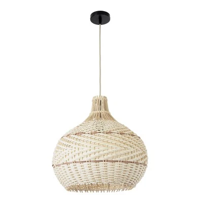 Boho Κρεμαστό Φωτιστικό SANTACRUZ Μονόφωτο 1 x E27 AC220-240V IP20 - Φ40 x Υ40cm - Μπεζ με Καφέ Ξύλινο Μπαμπού Πλέγμα Καμπάνα GloboStar® SANTACRUZ 01950 Boho Κρεμαστό Φωτιστικό Καμπάνα Μονόφωτο 1 x E27 IP20 Μπεζ & Καφέ Ξύλο - Μ40 x Π40 x Υ40cm