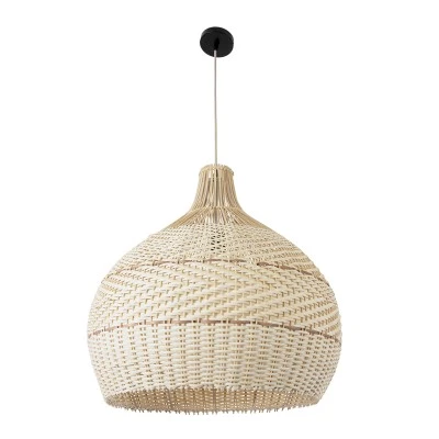 Boho Κρεμαστό Φωτιστικό SANTACRUZ Μονόφωτο 1 x E27 AC220-240V IP20 - Φ60 x Υ60cm - Μπεζ με Καφέ Ξύλινο Μπαμπού Πλέγμα Καμπάνα GloboStar® SANTACRUZ 01951 Boho Κρεμαστό Φωτιστικό Καμπάνα Μονόφωτο 1 x E27 IP20 Μπεζ & Καφέ Ξύλο - Μ60 x Π60 x Υ60cm
