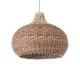 GloboStar® PANAMA 01952 Boho Κρεμαστό Φωτιστικό Καμπάνα Μονόφωτο 1 x E27 IP20 Καφέ & Μπεζ Ξύλο - Μ40 x Π40 x Υ34cm