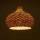 GloboStar® PANAMA 01952 Boho Κρεμαστό Φωτιστικό Καμπάνα Μονόφωτο 1 x E27 IP20 Καφέ & Μπεζ Ξύλο - Μ40 x Π40 x Υ34cm