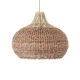 GloboStar® PANAMA 01952 Boho Κρεμαστό Φωτιστικό Καμπάνα Μονόφωτο 1 x E27 IP20 Καφέ & Μπεζ Ξύλο - Μ40 x Π40 x Υ34cm