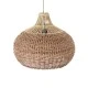 GloboStar® PANAMA 01952 Boho Κρεμαστό Φωτιστικό Καμπάνα Μονόφωτο 1 x E27 IP20 Καφέ & Μπεζ Ξύλο - Μ40 x Π40 x Υ34cm