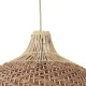 GloboStar® PANAMA 01952 Boho Κρεμαστό Φωτιστικό Καμπάνα Μονόφωτο 1 x E27 IP20 Καφέ & Μπεζ Ξύλο - Μ40 x Π40 x Υ34cm