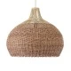 GloboStar® PANAMA 01953 Boho Κρεμαστό Φωτιστικό Καμπάνα Μονόφωτο 1 x E27 IP20 Καφέ & Μπεζ Ξύλο - Μ60 x Π60 x Υ60cm
