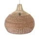 GloboStar® PANAMA 01953 Boho Κρεμαστό Φωτιστικό Καμπάνα Μονόφωτο 1 x E27 IP20 Καφέ & Μπεζ Ξύλο - Μ60 x Π60 x Υ60cm
