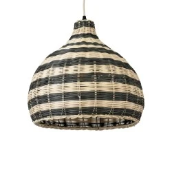 Boho Κρεμαστό Φωτιστικό JAMAICA Μονόφωτο 1 x E27 AC220-240V IP20 - Φ40 x Υ37cm - Μπεζ με Χακί Ξύλινο Μπαμπού Πλέγμα Καμπάνα