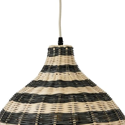 GloboStar® JAMAICA 01954 Boho Κρεμαστό Φωτιστικό Καμπάνα Μονόφωτο 1 x E27 IP20 Μπεζ & Χακί Ξύλο - Μ40 x Π40 x Υ37cm