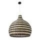 GloboStar® JAMAICA 01955 Boho Κρεμαστό Φωτιστικό Καμπάνα Μονόφωτο 1 x E27 IP20 Μπεζ & Χακί Ξύλο - Μ60 x Π60 x Υ60cm