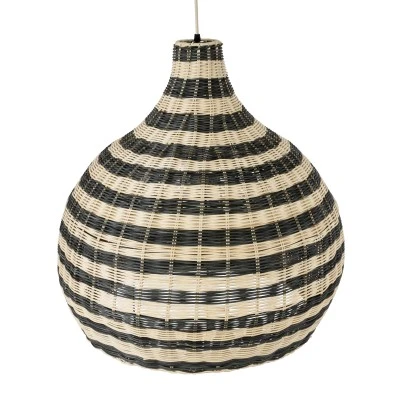GloboStar® JAMAICA 01955 Boho Κρεμαστό Φωτιστικό Καμπάνα Μονόφωτο 1 x E27 IP20 Μπεζ & Χακί Ξύλο - Μ60 x Π60 x Υ60cm