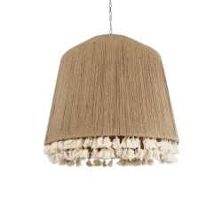 Boho Κρεμαστό Φωτιστικό PUERTORICO Τρίφωτο 3 x E27 AC220-240V IP20 - Φ80 x Υ80cm - Μπεζ Λεπτό Σχοινί Τριχιά Καμπάνα