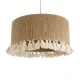 GloboStar® PUERTORICO 02094 Boho Κρεμαστό Φωτιστικό Καπέλο Μονόφωτο 1 x E27 IP20 Μπεζ & Λευκό Σχοινί - Μ50 x Π50 x Υ27cm