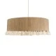 GloboStar® PUERTORICO 02095 Boho Κρεμαστό Φωτιστικό Καπέλο Τριφωτο 3 x E27 IP20 Μπεζ & Λευκό Σχοινί - Μ80 x Π80 x Υ27cm
