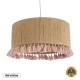 GloboStar® PUERTORICO 02096 Boho Κρεμαστό Φωτιστικό Οροφής Μονόφωτο 1 x E27 AC220-240V IP20 - Φ50 x Υ27cm - Μπεζ με Ροζ Λεπτό Νήμα Πλέγμα Βαμβακερό Καπέλο - 5 Χρόνια Εγγύηση