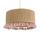 GloboStar® PUERTORICO 02096 Boho Κρεμαστό Φωτιστικό Οροφής Μονόφωτο 1 x E27 AC220-240V IP20 - Φ50 x Υ27cm - Μπεζ με Ροζ Λεπτό Νήμα Πλέγμα Βαμβακερό Καπέλο - 5 Χρόνια Εγγύηση
