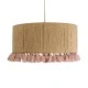 GloboStar® PUERTORICO 02096 Boho Κρεμαστό Φωτιστικό Οροφής Μονόφωτο 1 x E27 AC220-240V IP20 - Φ50 x Υ27cm - Μπεζ με Ροζ Λεπτό Νήμα Πλέγμα Βαμβακερό Καπέλο - 5 Χρόνια Εγγύηση