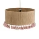 GloboStar® PUERTORICO 02096 Boho Κρεμαστό Φωτιστικό Οροφής Μονόφωτο 1 x E27 AC220-240V IP20 - Φ50 x Υ27cm - Μπεζ με Ροζ Λεπτό Νήμα Πλέγμα Βαμβακερό Καπέλο - 5 Χρόνια Εγγύηση