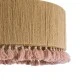 GloboStar® PUERTORICO 02096 Boho Κρεμαστό Φωτιστικό Οροφής Μονόφωτο 1 x E27 AC220-240V IP20 - Φ50 x Υ27cm - Μπεζ με Ροζ Λεπτό Νήμα Πλέγμα Βαμβακερό Καπέλο - 5 Χρόνια Εγγύηση