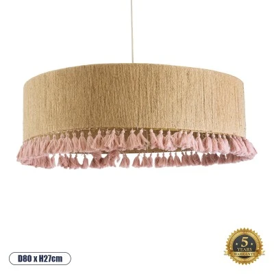 Boho Κρεμαστό Φωτιστικό PUERTORICO Τρίφωτο 3 x E27 AC220-240V IP20 - Φ80 x Υ27cm - Μπεζ με Ροζ Λεπτό Νήμα Πλέγμα Βαμβακερό Καπέλο GloboStar® PUERTORICO 02097 Boho Κρεμαστό Φωτιστικό Οροφής Μονόφωτο 1 x E27 AC220-240V IP20 - Φ80 x Υ27cm - Μπεζ με Ροζ Λεπτό Νήμα Πλέγμα Βαμβακερό Καπέλο - 5 Χρόνια Εγγύηση