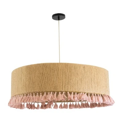 Boho Κρεμαστό Φωτιστικό PUERTORICO Τρίφωτο 3 x E27 AC220-240V IP20 - Φ80 x Υ27cm - Μπεζ με Ροζ Λεπτό Νήμα Πλέγμα Βαμβακερό Καπέλο GloboStar® PUERTORICO 02097 Boho Κρεμαστό Φωτιστικό Οροφής Μονόφωτο 1 x E27 AC220-240V IP20 - Φ80 x Υ27cm - Μπεζ με Ροζ Λεπτό Νήμα Πλέγμα Βαμβακερό Καπέλο - 5 Χρόνια Εγγύηση