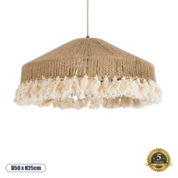 Boho Κρεμαστό Φωτιστικό PUERTORICO Μονόφωτο 1 x E27 AC220-240V IP20 - Φ50 x Υ25cm - Μπεζ με Λευκό Λεπτό Νήμα Πλέγμα Βαμβακερό Καπέλο Boho Κρεμαστό Φωτιστικό PUERTORICO Μονόφωτο 1 x E27 AC220-240V IP20 - Φ50 x Υ25cm - Μπεζ με Λευκό Λεπτό Νήμα Πλέγμα Βαμβακερό Καπέλο