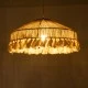 GloboStar® PUERTORICO 02098 Boho Κρεμαστό Φωτιστικό Καμπάνα Μονόφωτο 1 x E27 IP20 Μπεζ & Λευκό Σχοινί - Μ50 x Π50 x Υ25cm