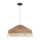 GloboStar® PUERTORICO 02098 Boho Κρεμαστό Φωτιστικό Καμπάνα Μονόφωτο 1 x E27 IP20 Μπεζ & Λευκό Σχοινί - Μ50 x Π50 x Υ25cm