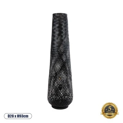 Φωτιστικό MAMIZU Boho επιδαπέδιο 1xE27 με διάσταση Φ28xΥ93cm μαύρο ξύλινο μπαμπού με πλέγμα GloboStar® MAMIZU 02110 Boho Επιδαπέδιο Φωτιστικό Μονόφωτο 1 x E27 AC220-240V IP20 - Φ28 x Υ93cm - Μαύρο Ξύλινο Μπαμπού Πλέγμα - 5 Χρόνια Εγγύηση