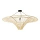 GloboStar® PALERMO 02153 Boho Φωτιστικό Οροφής Πλέγμα Μονόφωτο 1 x E27 IP20 Μπεζ Ξύλο - Μ100 x Π100 x Υ55cm