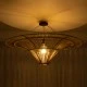 GloboStar® PALERMO 02153 Boho Φωτιστικό Οροφής Πλέγμα Μονόφωτο 1 x E27 IP20 Μπεζ Ξύλο - Μ100 x Π100 x Υ55cm