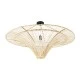 GloboStar® PALERMO 02153 Boho Φωτιστικό Οροφής Πλέγμα Μονόφωτο 1 x E27 IP20 Μπεζ Ξύλο - Μ100 x Π100 x Υ55cm