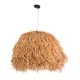 GloboStar® GUADELOUPE 02155 Boho Κρεμαστό Φωτιστικό Καμπάνα Μονόφωτο 1 x E27 IP20 Καφέ Ράφια - Μ80 x Π80 x Υ60cm