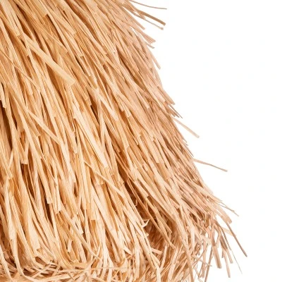 GloboStar® GUADELOUPE 02155 Boho Κρεμαστό Φωτιστικό Καμπάνα Μονόφωτο 1 x E27 IP20 Καφέ Ράφια - Μ80 x Π80 x Υ60cm