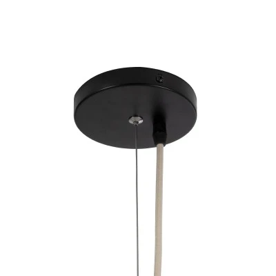 GloboStar® BASSETERRE 02163 Boho Κρεμαστό Φωτιστικό Πλέγμα Μονόφωτο 1 x E27 IP20 Μπεζ Ξύλο με Καφέ Ράφια - Μ70 x Π70 x Υ170cm