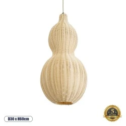 Boho Κρεμαστό Φωτιστικό KINGSTOWN Μονόφωτο 1 x E27 AC220-240V IP20 - Φ30 x Υ60cm - Μπεζ Ξύλινο Μπαμπού Πλέγμα