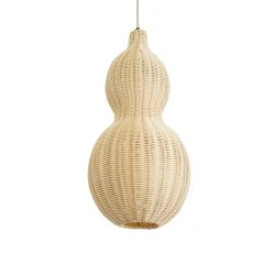 Boho Κρεμαστό Φωτιστικό KINGSTOWN Μονόφωτο 1 x E27 AC220-240V IP20 - Φ30 x Υ60cm - Μπεζ Ξύλινο Μπαμπού Πλέγμα