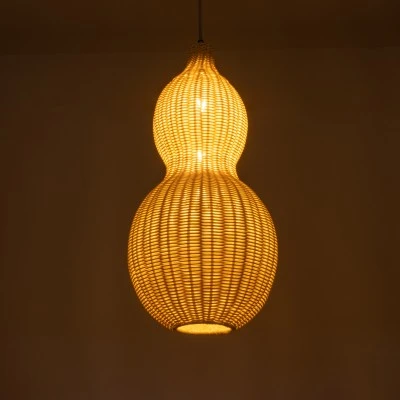 GloboStar® KINGSTOWN 02168 Boho Κρεμαστό Φωτιστικό Πλέγμα Μονόφωτο 1 x E27 IP20 Μπεζ Ξύλο - Μ30 x Π30 x Υ60cm