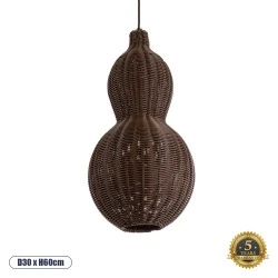 Boho Κρεμαστό Φωτιστικό KINGSTOWN Μονόφωτο 1 x E27 AC220-240V IP20 - Φ30 x Υ60cm - Καφέ Ξύλινο Μπαμπού Πλέγμα