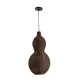 GloboStar® KINGSTOWN 02169 Boho Κρεμαστό Φωτιστικό Πλέγμα Μονόφωτο 1 x E27 IP20 Καφέ Ξύλο - Μ30 x Π30 x Υ60cm