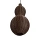 GloboStar® KINGSTOWN 02169 Boho Κρεμαστό Φωτιστικό Πλέγμα Μονόφωτο 1 x E27 IP20 Καφέ Ξύλο - Μ30 x Π30 x Υ60cm